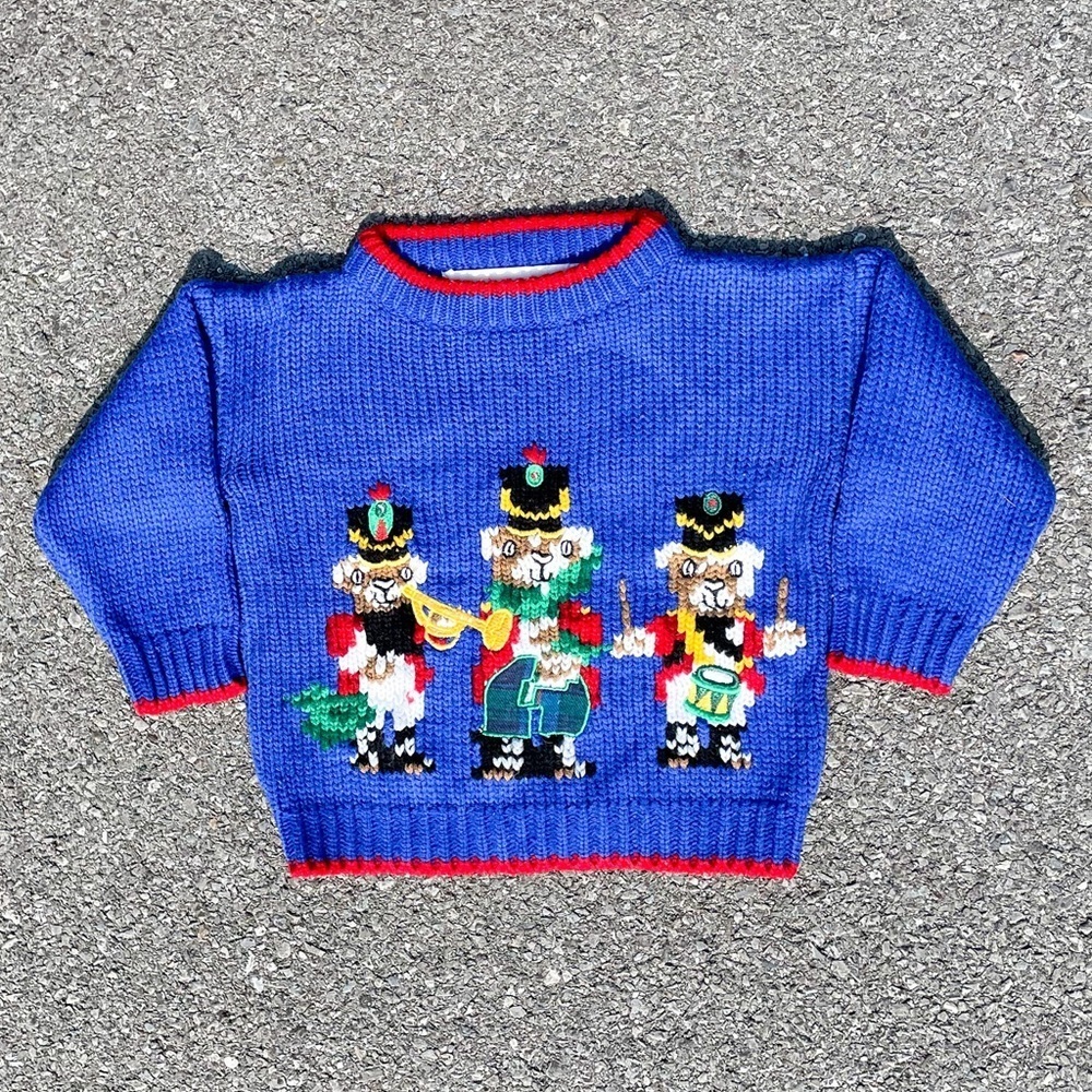 Vtg 1991 The Eagles Eye Nutcracker Ugly Christmas Sweater Kids S 2T Cobalt